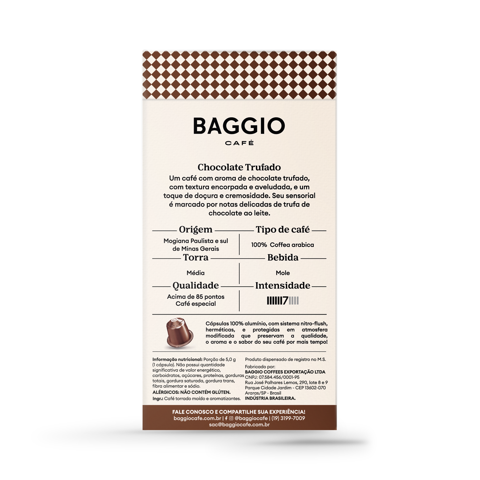 Baggio Aromas Chocolate Trufado - 20 Cápsulas p/ Nespresso*