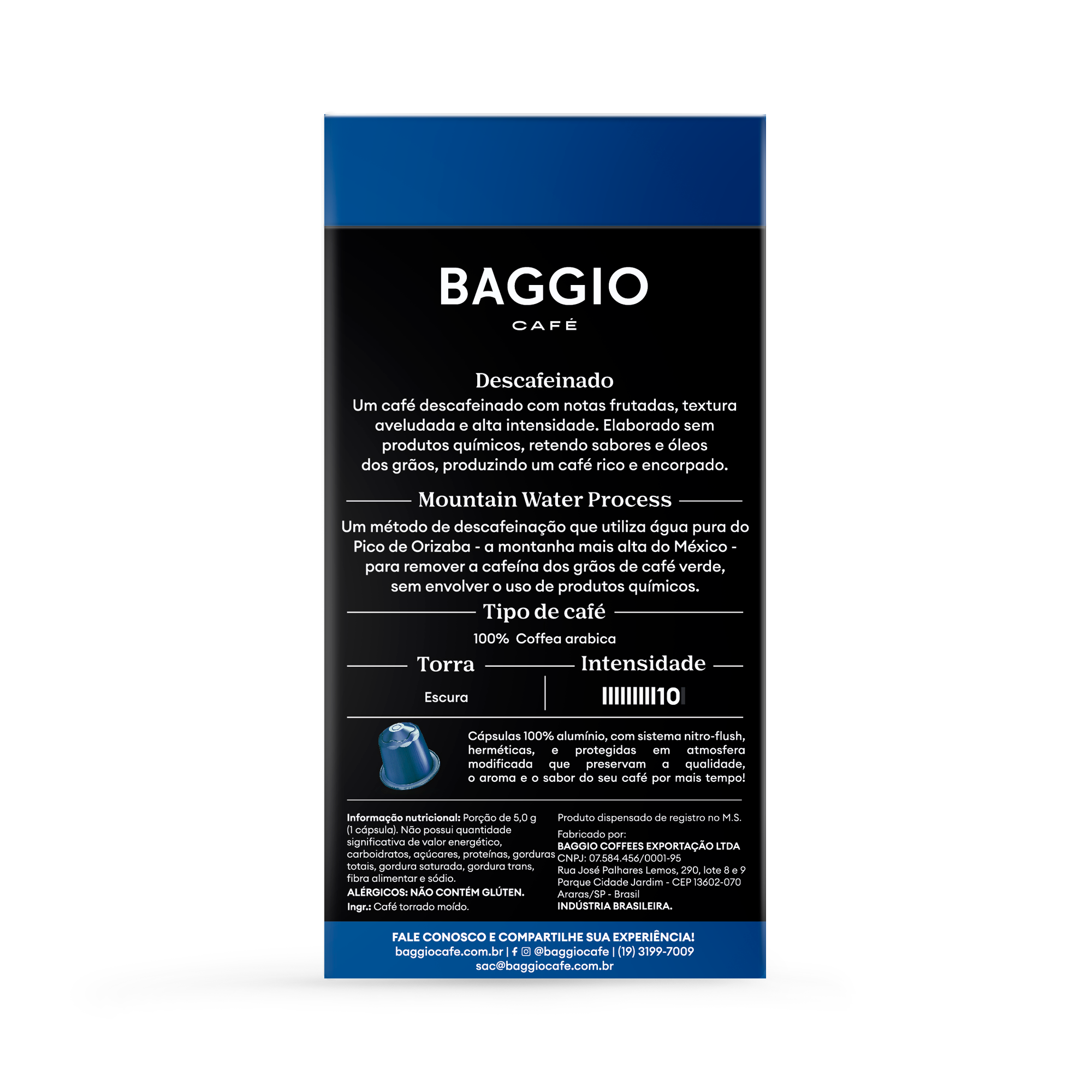 Baggio Descafeinado - 10 Cápsulas p/ Nespresso*