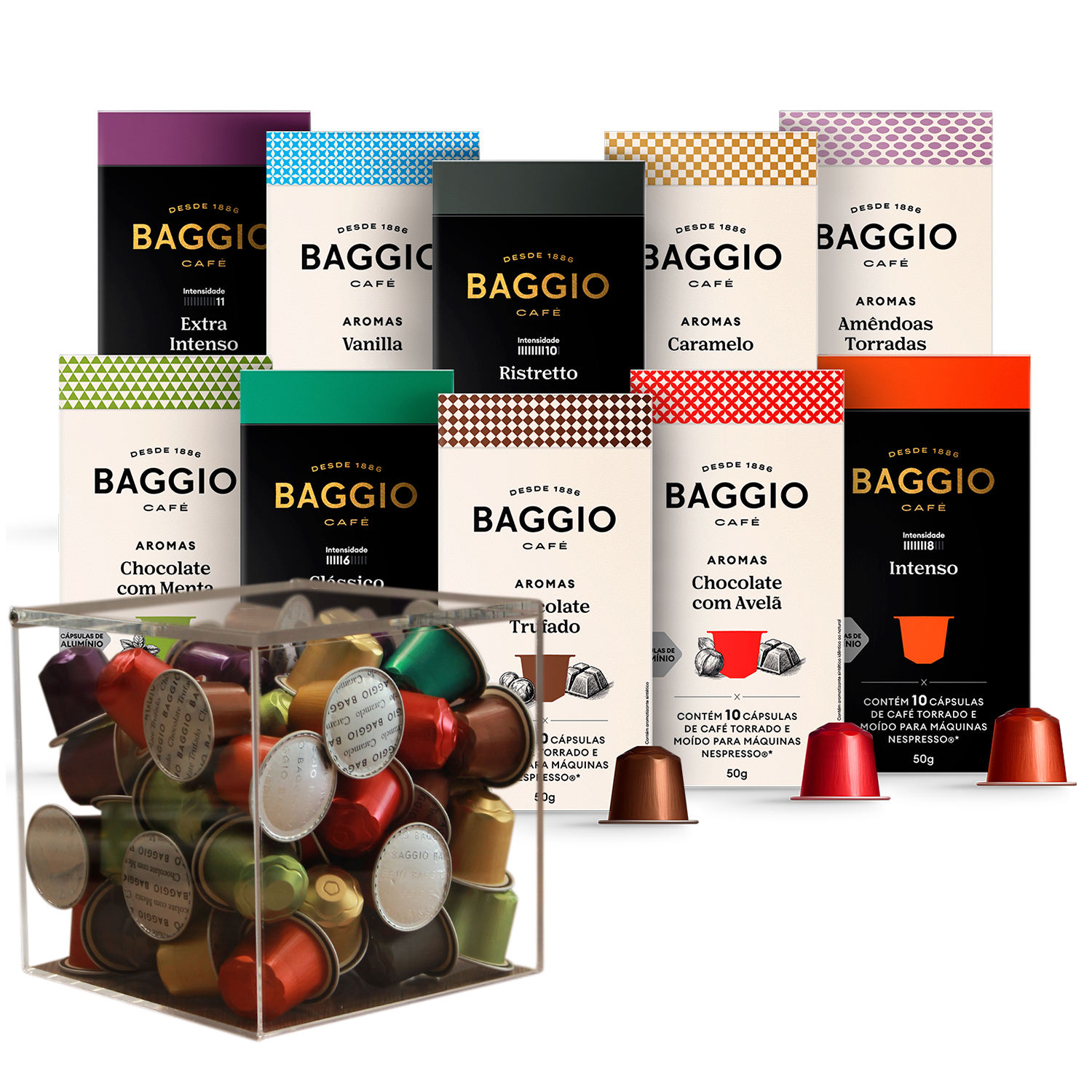 Kit Baggio Café Cápsulas + Porta Cápsulas + Xícara Baggio