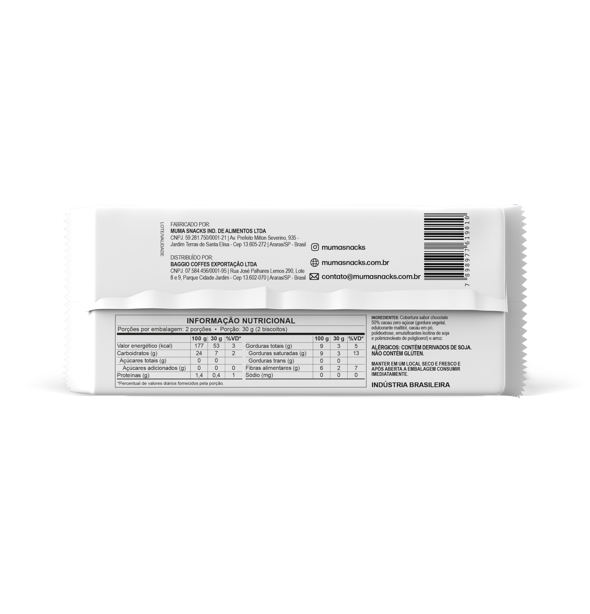 Biscoito de Arroz Chocolate Zero 60g - Muma Snacks